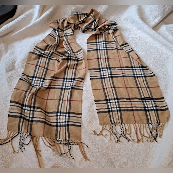Burberry Accessories - Authentic Vintage Burberry The Classic Check Brown Tone Cashmere Scarf Wrap